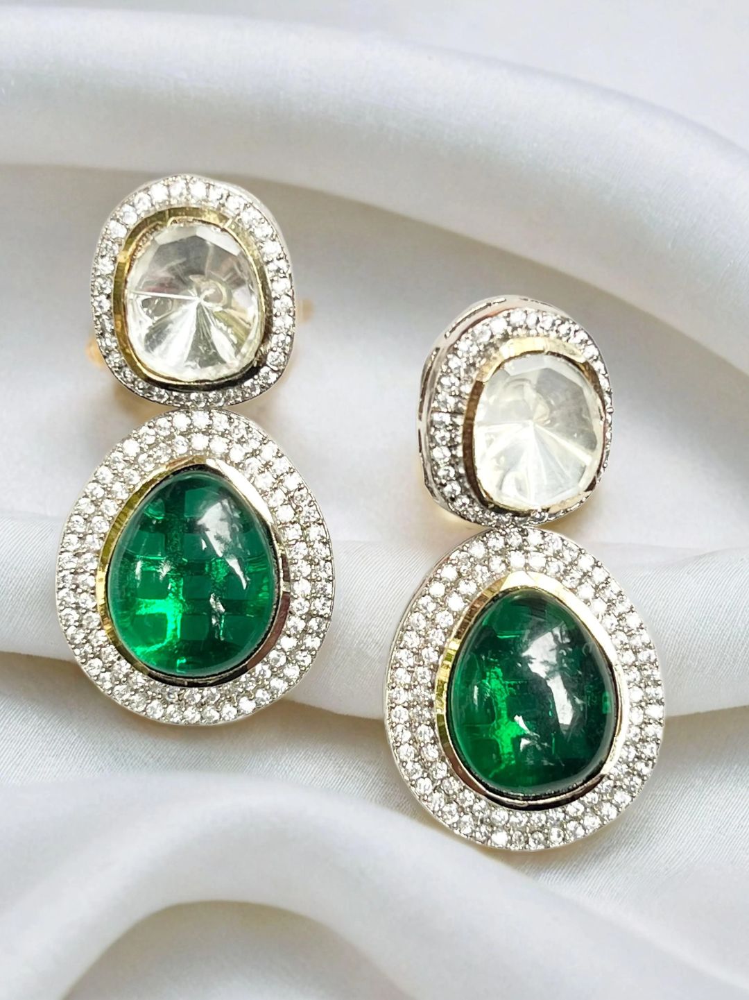 JHEEL GREEN KUNDAN EARRING