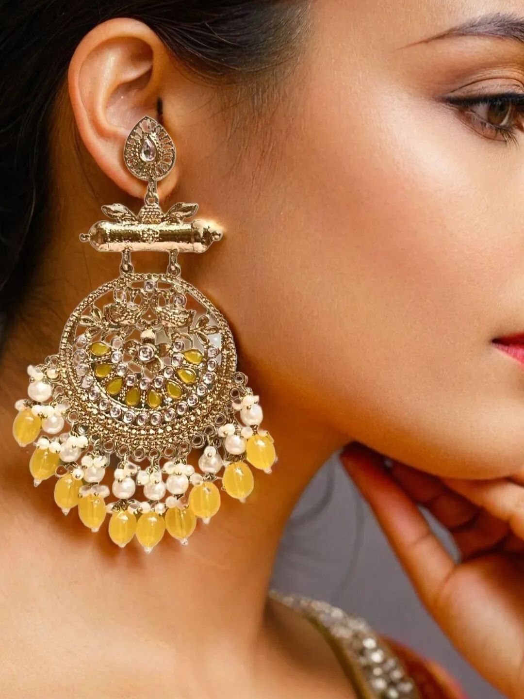 HINA YELLOW CHAANDBALI EARRINGS