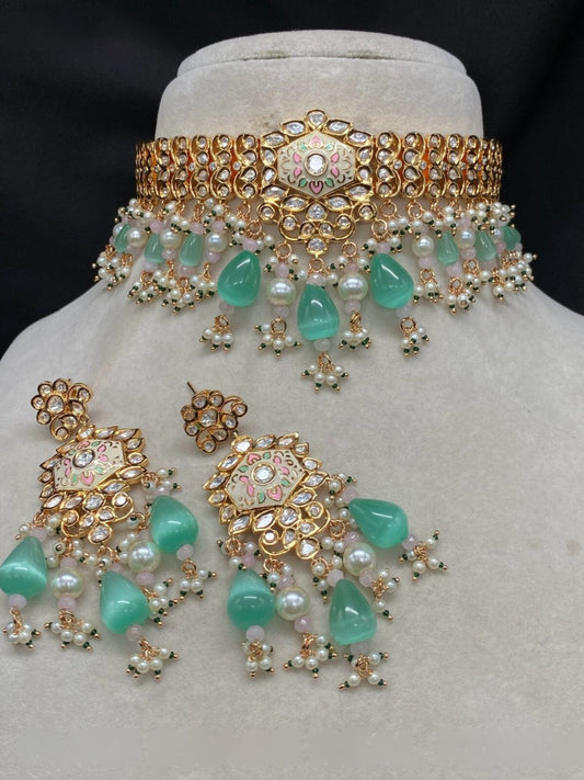 VIBHA MINT CHOKER JEWELLERY SET