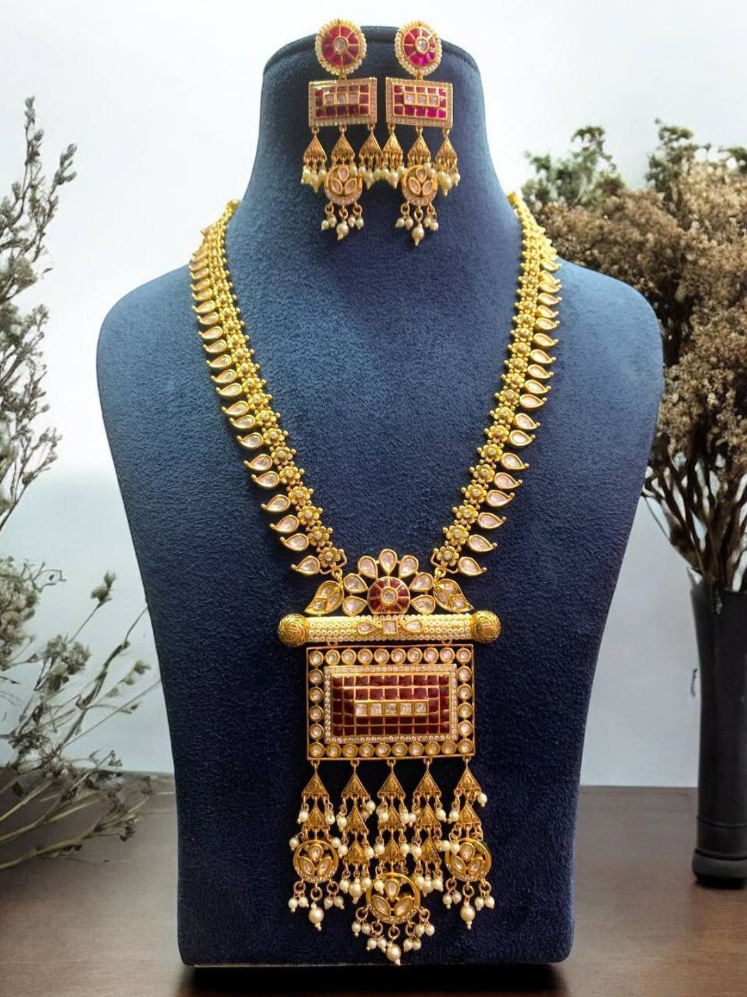 KALI RUBY KUNDAN JEWELLERY SET